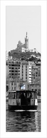 FERRY BOAT CESAR MARSEILLE NOIR ET BLANC  ET COLORS VERTICAL , plein formatFORMAT DISPONIBLE   33X95cm  20X60cm Pas de telechargement disponible.A chaque format correspond une éditions limitée spécifique .© collection P GUZIK